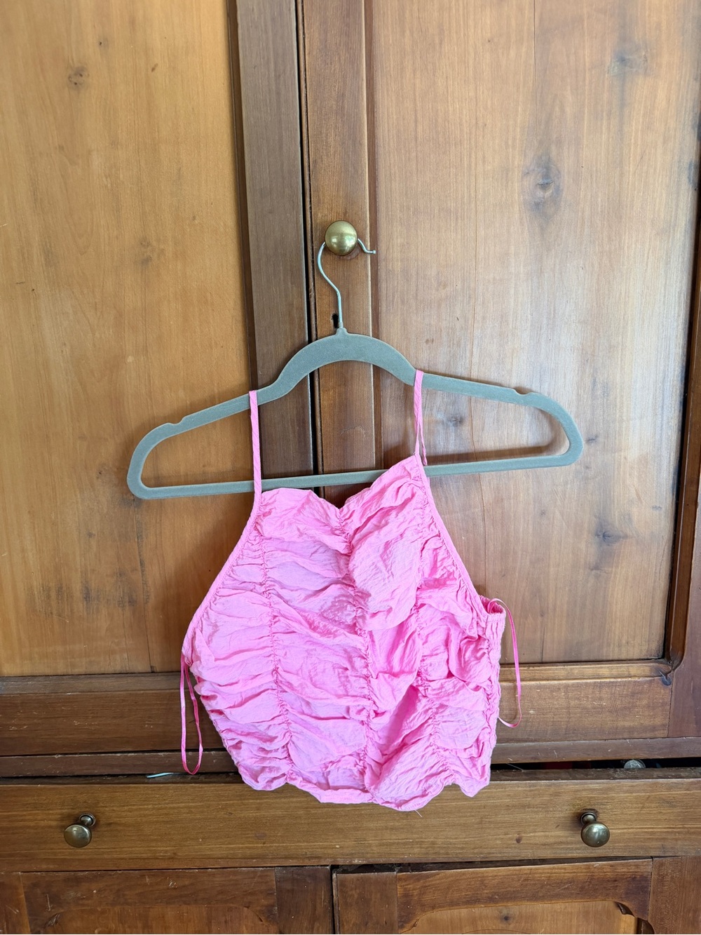 Zara Pink Ruched Cropped Tank Top